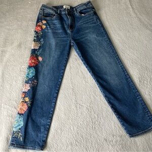 DRIFTWOOD Blue Jeans with Floral Embroidery
